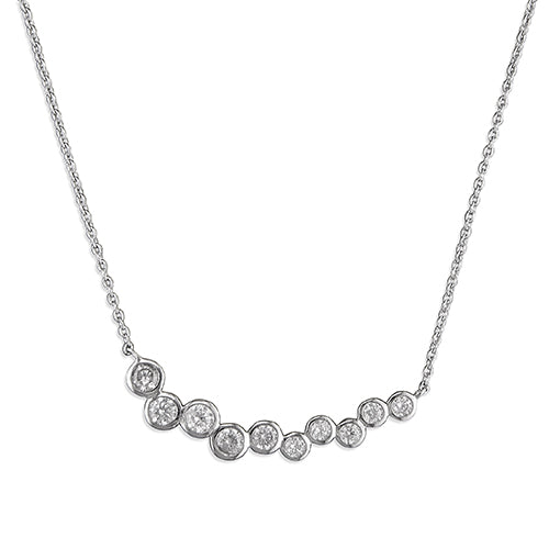 Sterling Silver CZ Bubble Bar Necklace – 925 Sterling Silver Rhodium-Plated